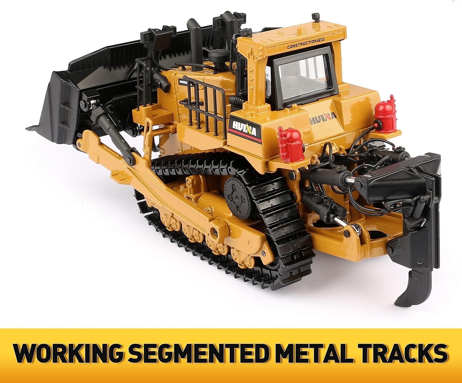 1/50 Scale Diecast Metal Bulldozer Toy with Adjustable Blade for Kids