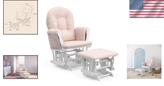 Padded Nursery Hoop Glider & Ottoman with Side Storage – Easy Assembly, Elegant