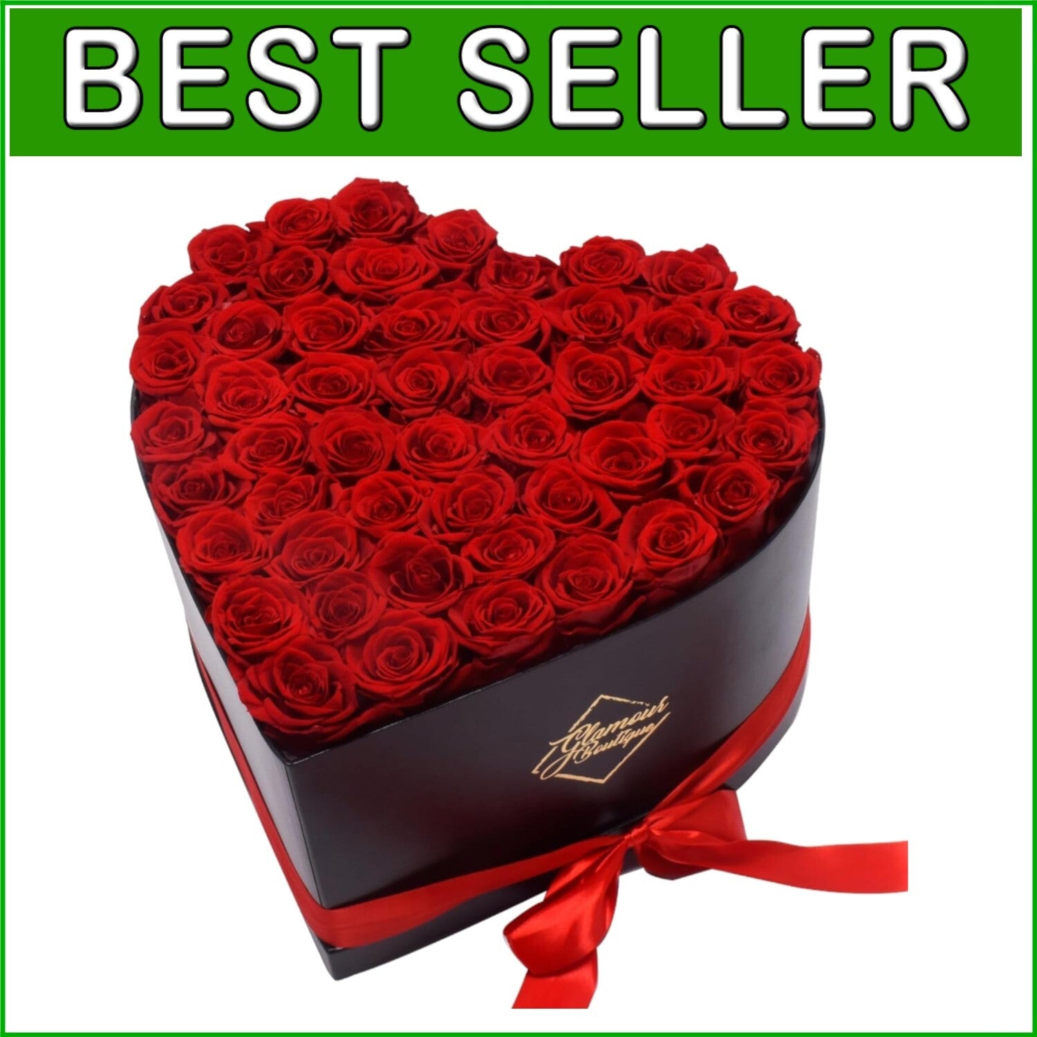 Eternal Love: 50 Preserved Roses in Heart Shape Box - No Maintenance Required