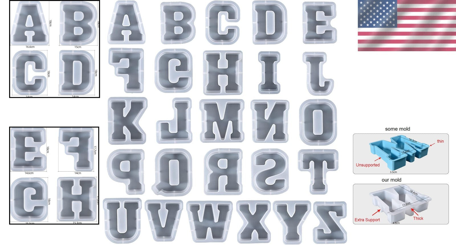 Versatile 7-Inch Alphabet Silicone Mold Set - Perfect for DIY Resin and Soap