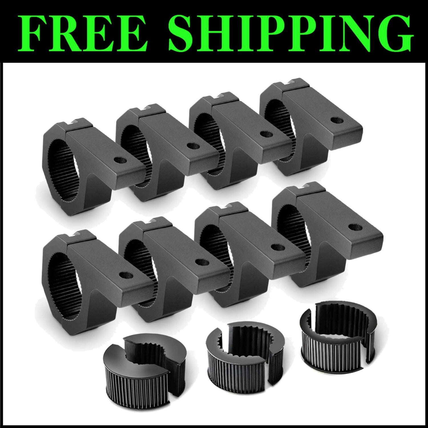 Secure LED Light Bar Clamp Kit with Rubber Inserts - Fits 1 to 2 Inch Tubes