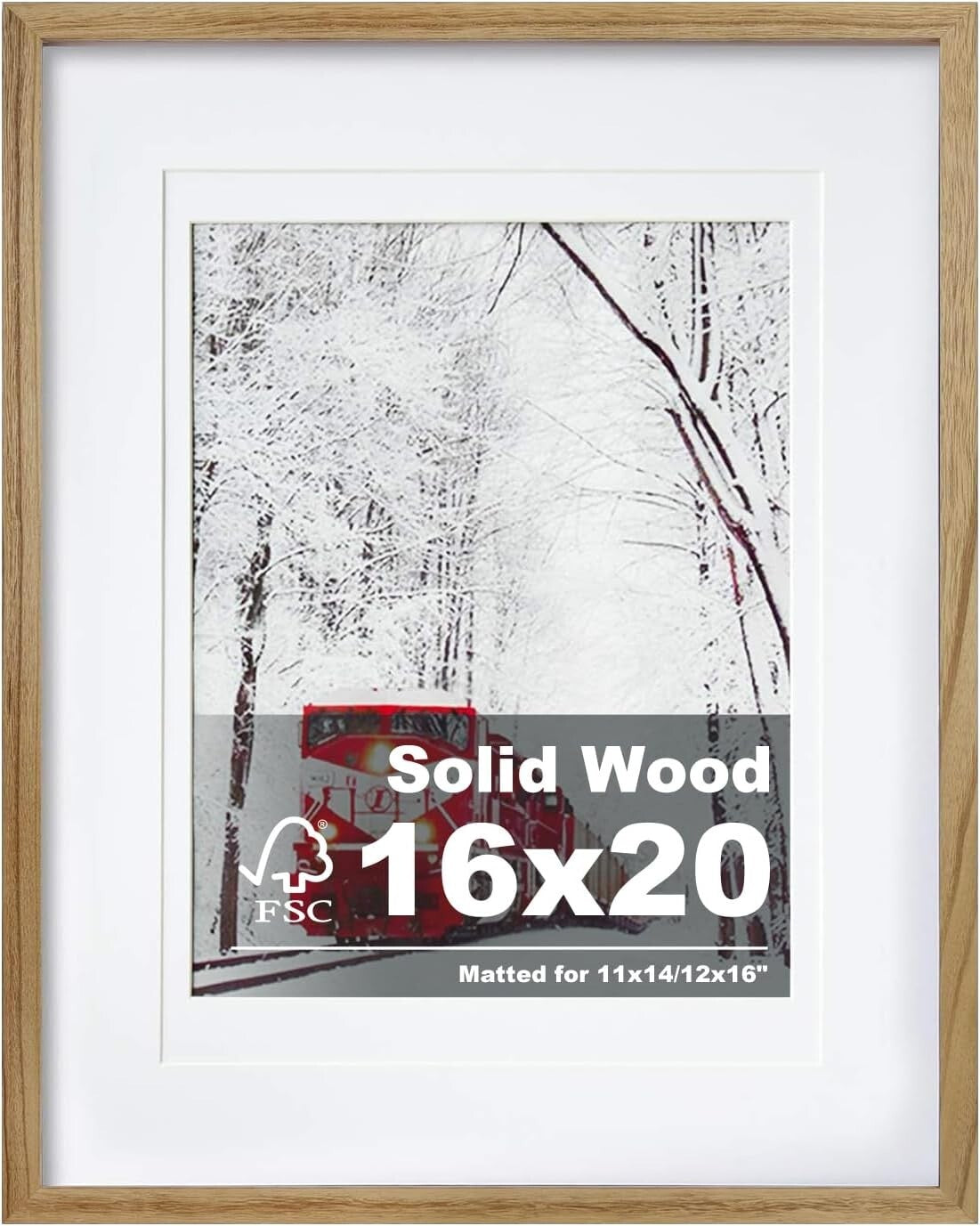 Superior Quality 16x20 Picture Frame: Solid Wood with Plexiglass, Ideal Gift