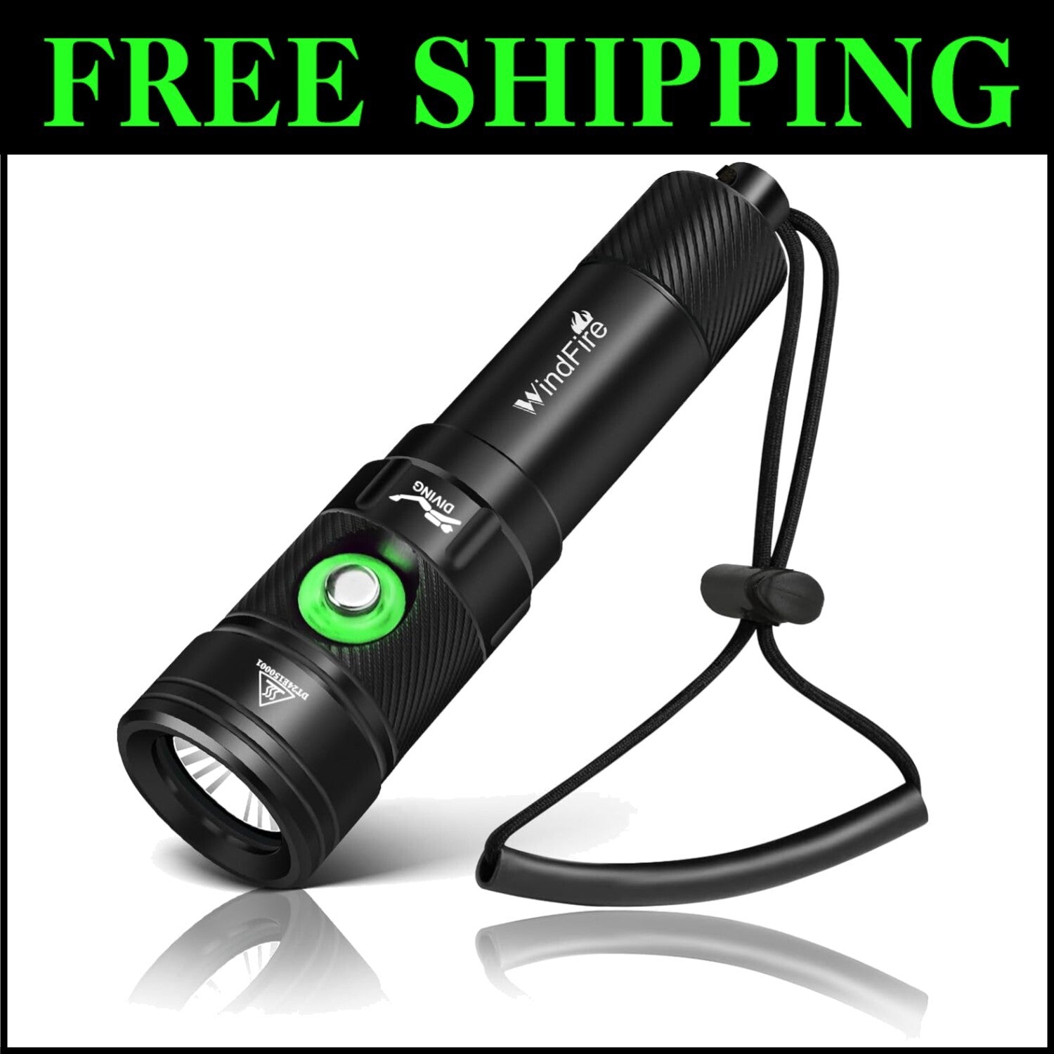 High-Power 4-Mode Waterproof Scuba Flashlight with Power Indicator for Divers