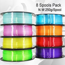 Load image into Gallery viewer, High Quality 1.75mm PLA Filament Bundle - 8 Silk Colors, 250g Each for 3D Print