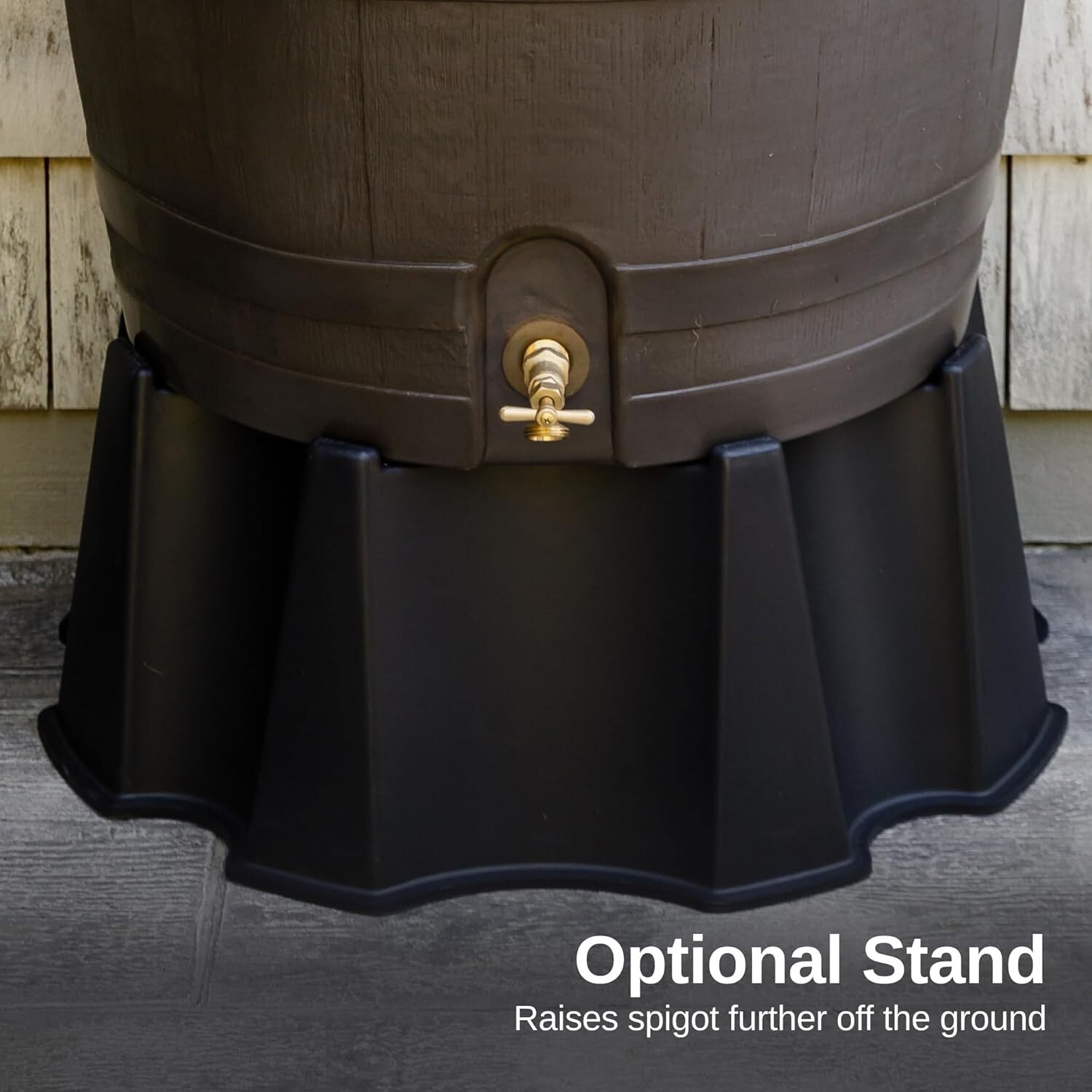 Elegant 50-Gallon Rain Barrel with Textured Finish & Efficient Overflow Valve