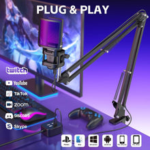Load image into Gallery viewer, Unidirectional USB Gaming Microphone with Real-time Monitoring &amp; Accessories