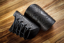 Load image into Gallery viewer, Viking Cosplay Leather Armguards with Yggdrasil Design - Authentic Renaissance