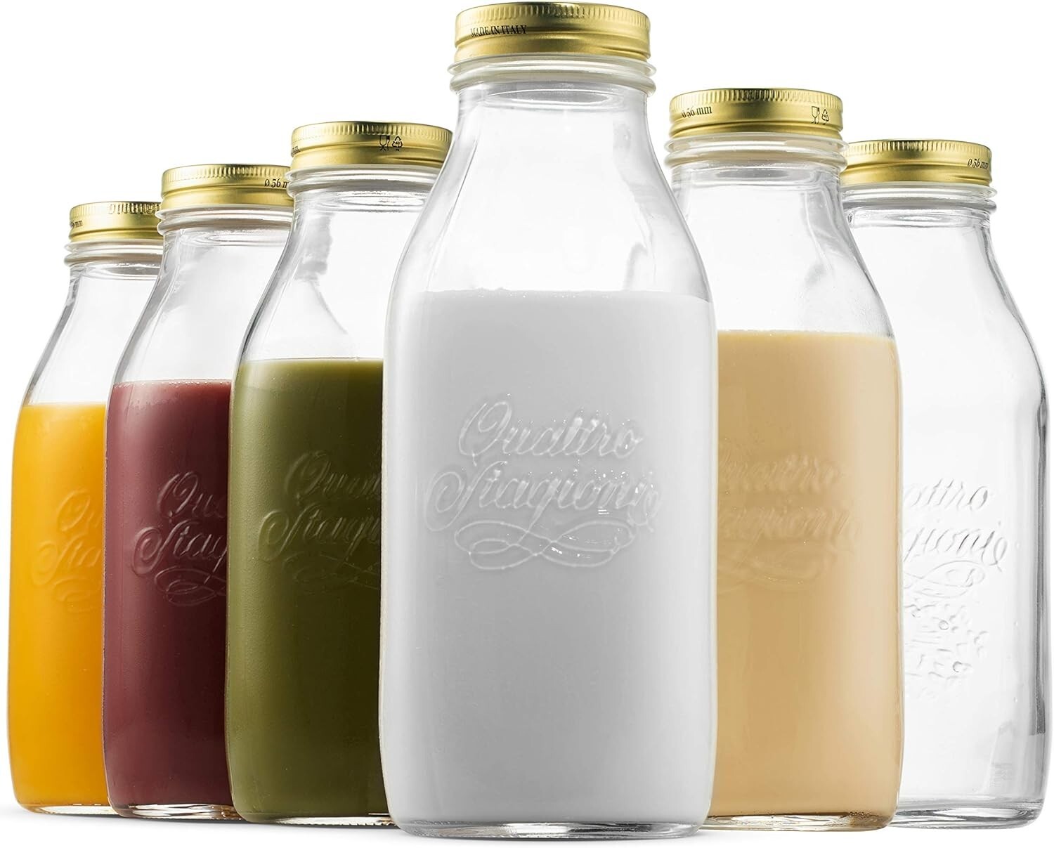 Versatile 6-Pack 1 Liter Glass Bottles with Airtight Lids - Ideal for Beverages