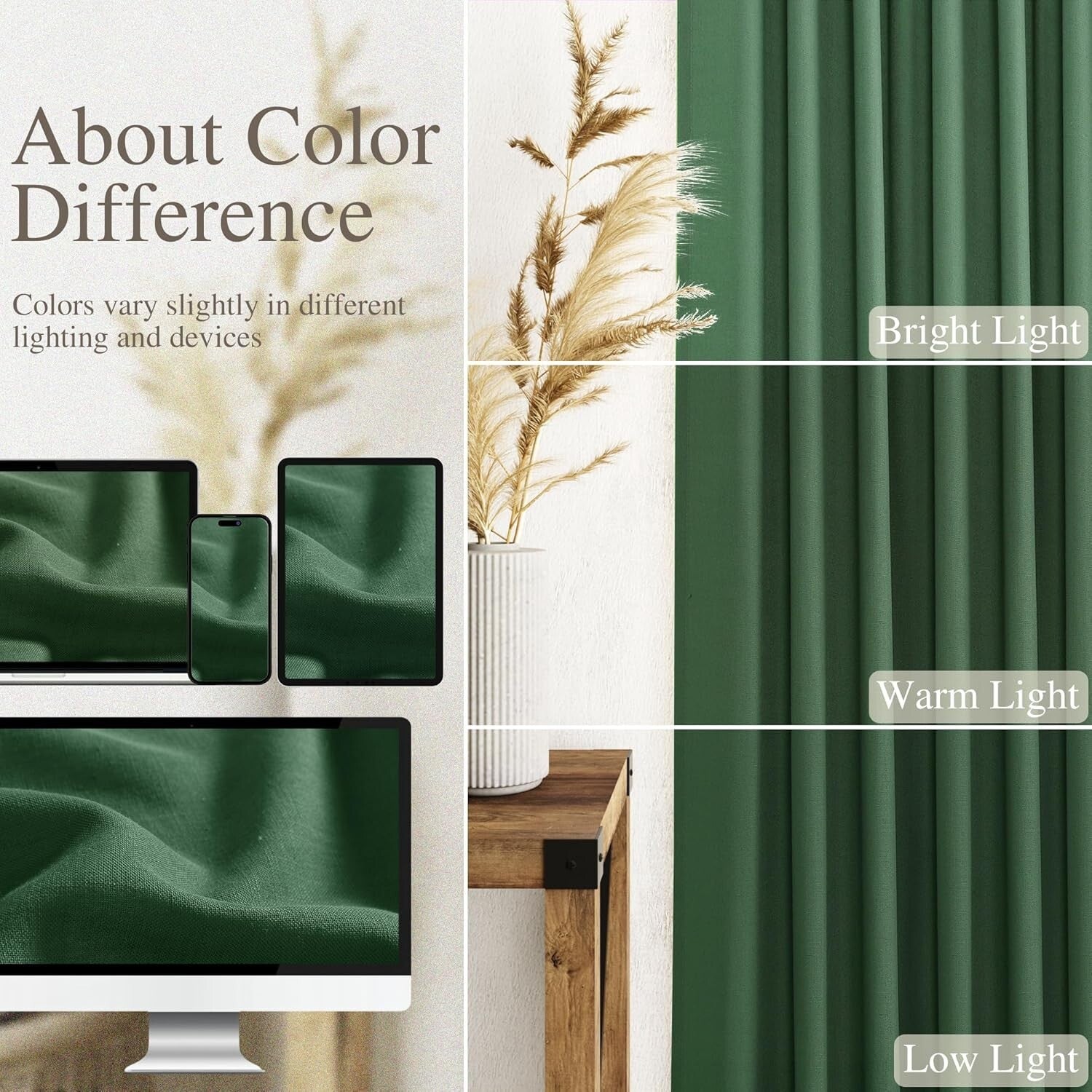 Charming 84" Back Tab Green Linen Curtains - 2 Panels for Modern Farmhouse Decor