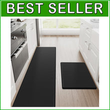 Load image into Gallery viewer, Black Non-Slip Anti-Fatigue Kitchen Mats Set - 17.3"x30" &amp; 17.3"x70" for Comfort