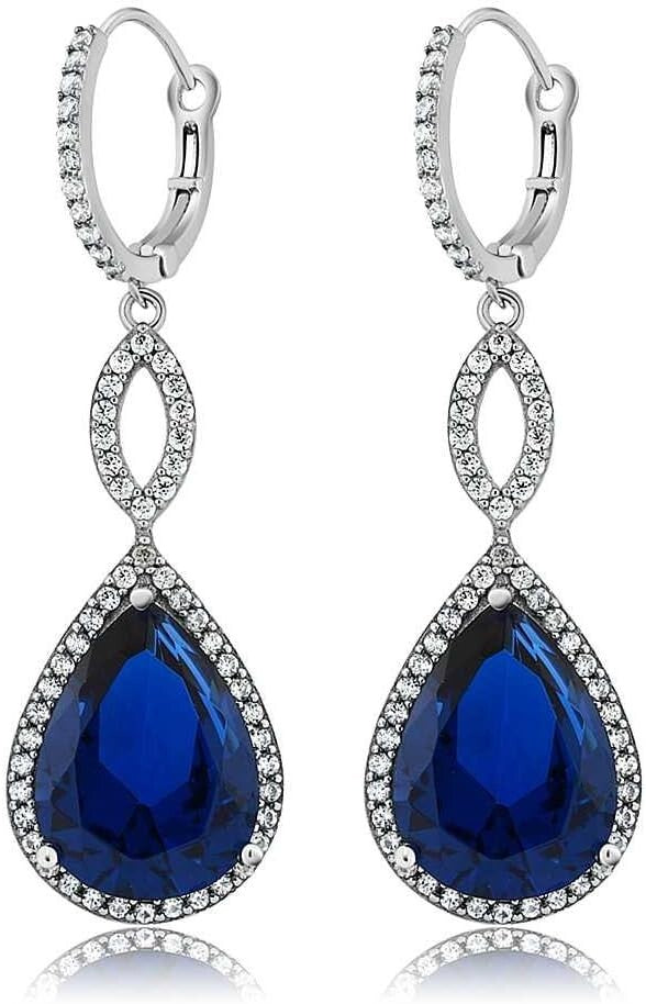 Elegant 925 Sterling Silver Long Dangle Teardrop Earrings for Weddings - 20 Cttw