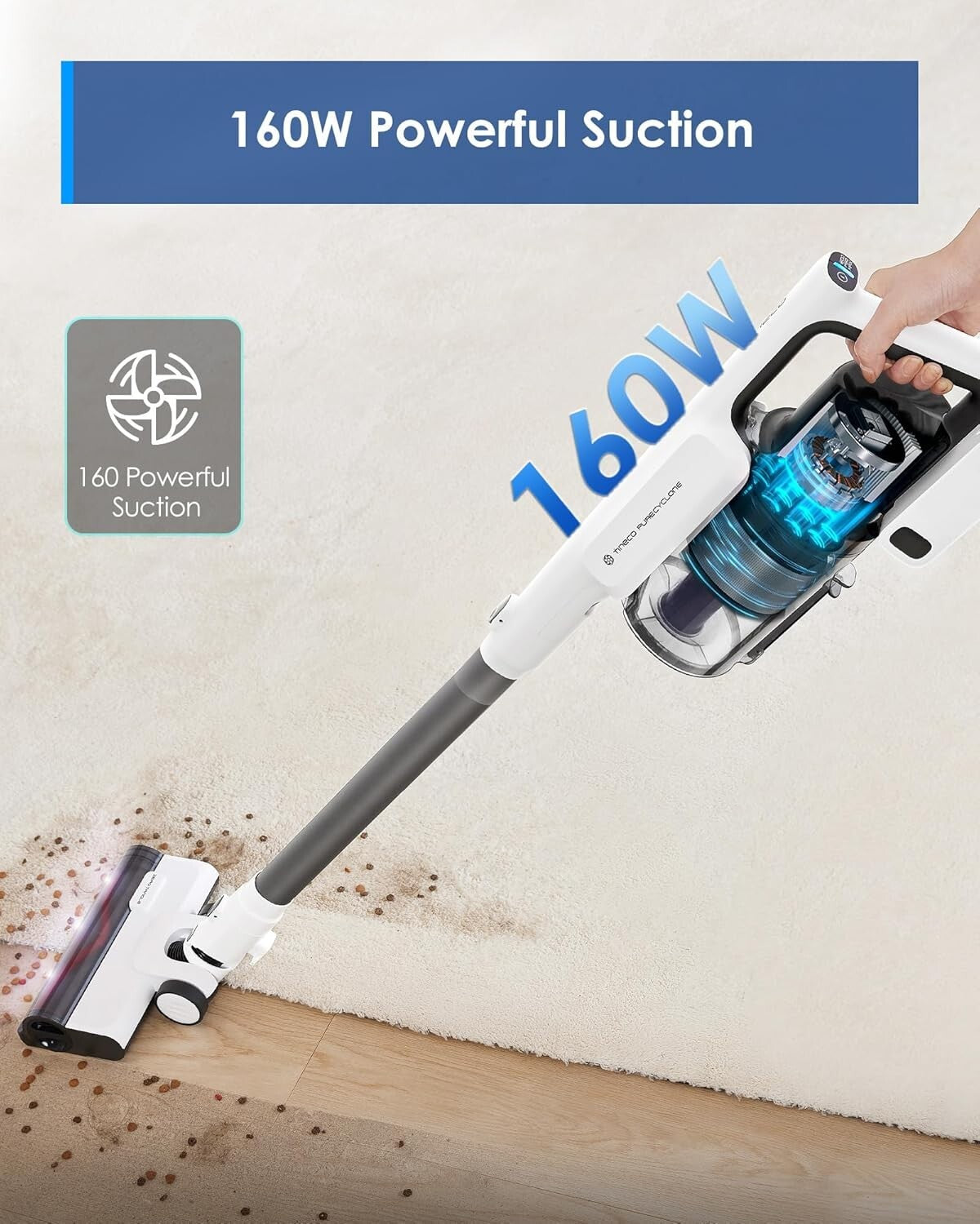 160W Cordless Vacuum with 1L Dustbin - Sleek Design & Eco-Friendly Cleaning