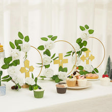 Load image into Gallery viewer, Complete Baptism Centerpiece Set: 12 Wooden Crosses, Floral Hoops &amp; Foam Roses