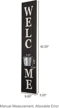 Load image into Gallery viewer, Elegant Vertical Farmhouse Welcome Sign with Black Hanging Planter Decoration