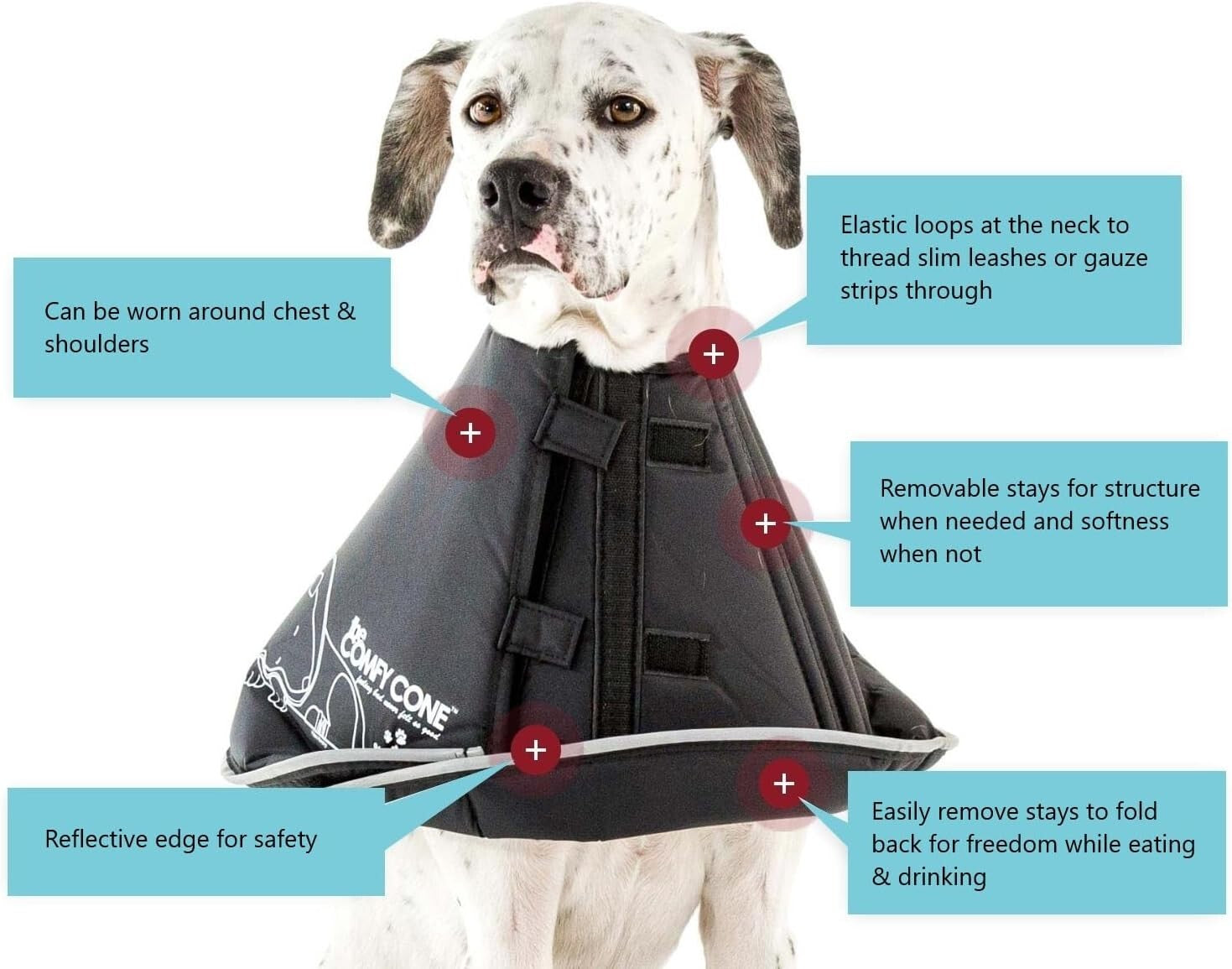 Reversible Tan and Black Pet Cone Collar for Dogs & Cats | Post-Surgery Relief