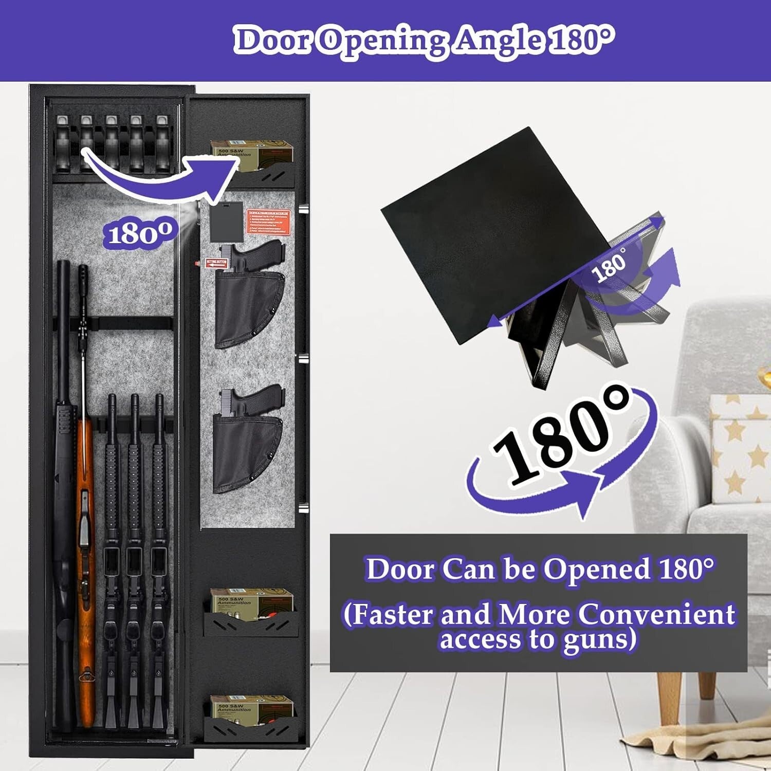 Secure 3-5 Gun Cabinet with Adjustable Racks - Quick Access for Home Protection