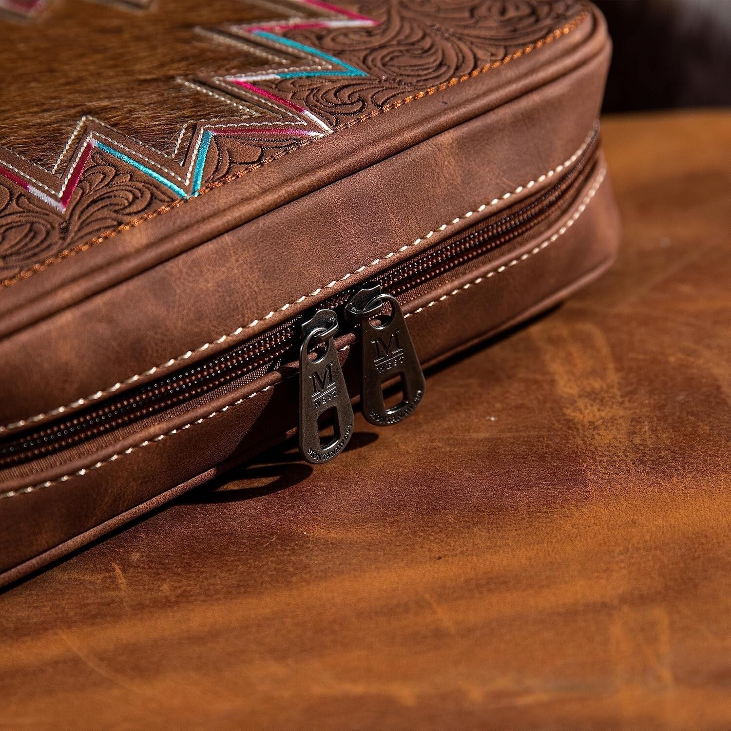 Aztec Pattern Vegan Leather Bible Cover with Embroidery - Protective and Stylish