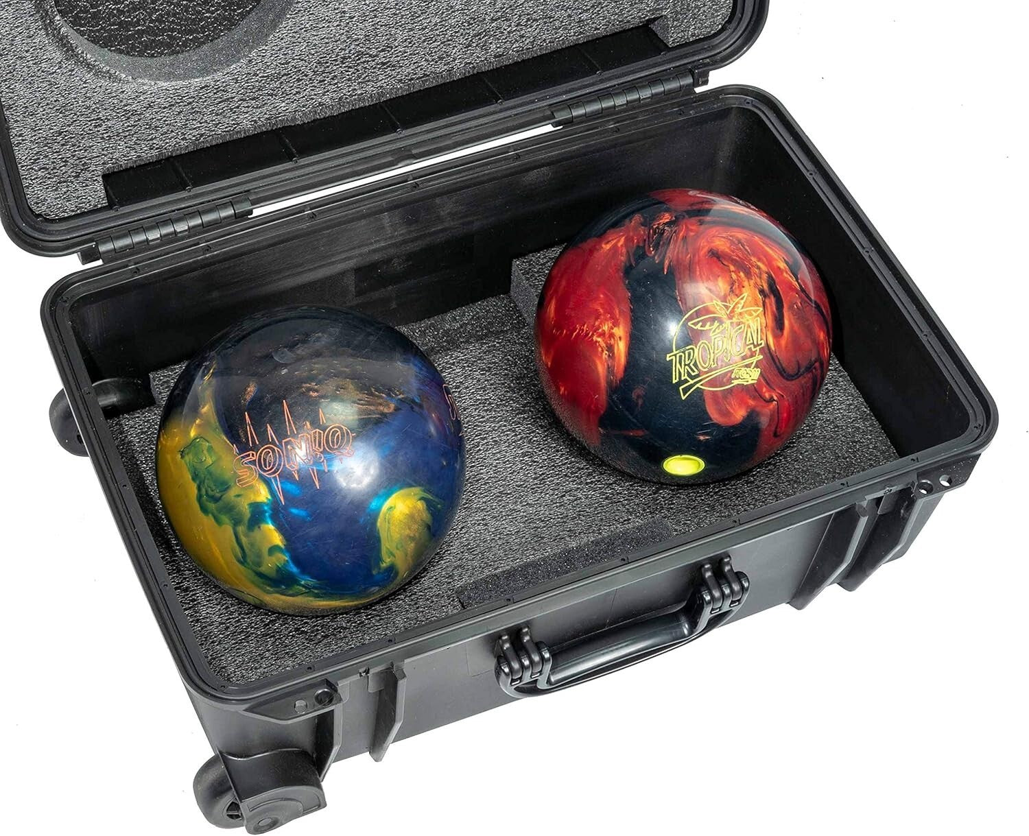 Wheeled Travel Bowling Ball Case with Custom Foam Insert for Maximum Protection