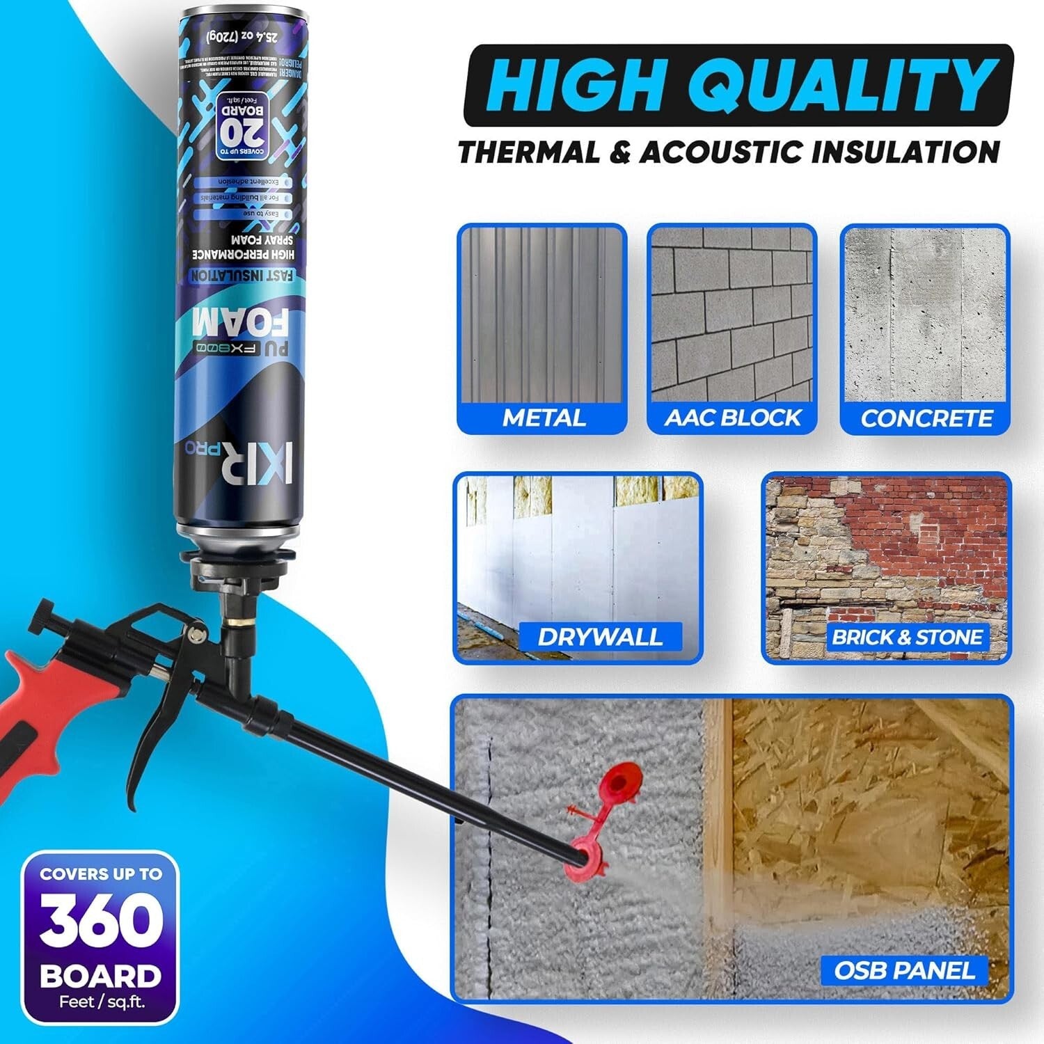 Expanding Foam Insulation Sealant - 18 Pack High-Density for Soundproofing