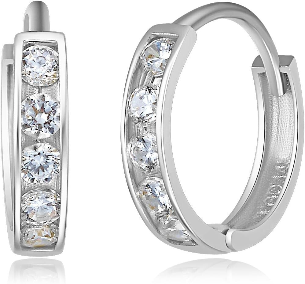 Elegant 14k White Gold Huggie Earrings - 2mm Thickness, 3 Sizes Available