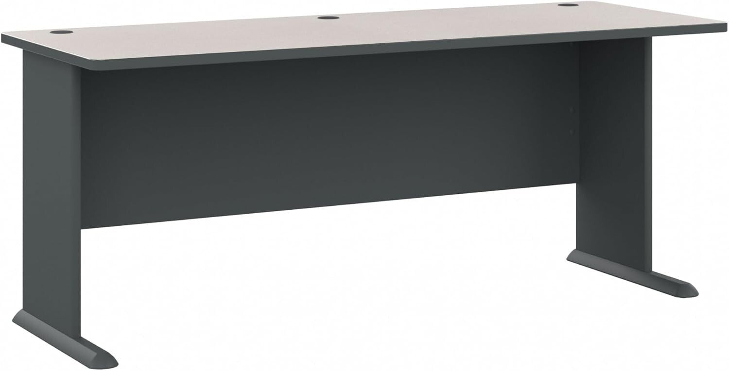 Bush 72W Executive Desk with Wire Management - Slate & White Spectrum Elegance