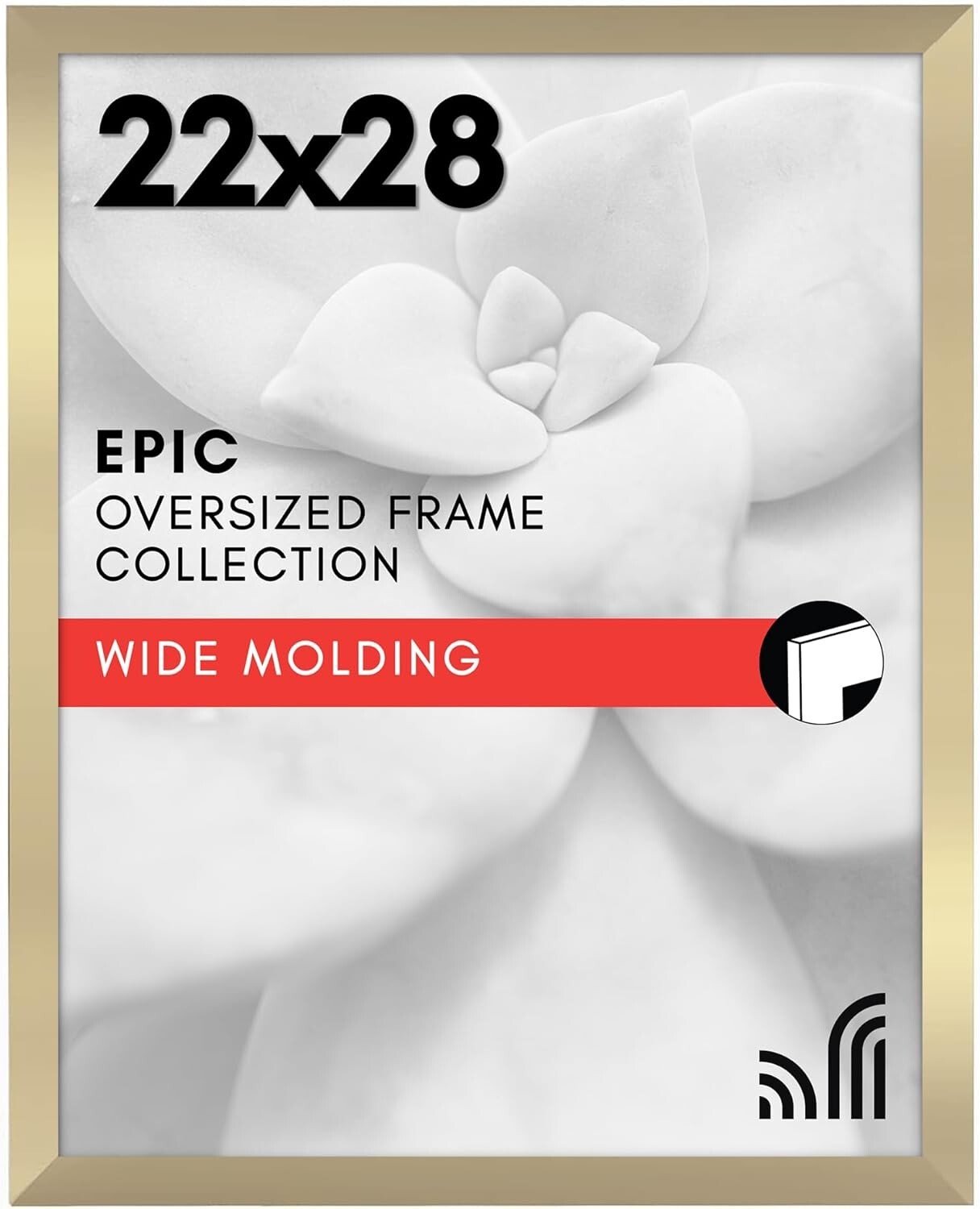 Elegant 22x28 Gold Picture Frame - Durable Engineered Wood with Plexiglass