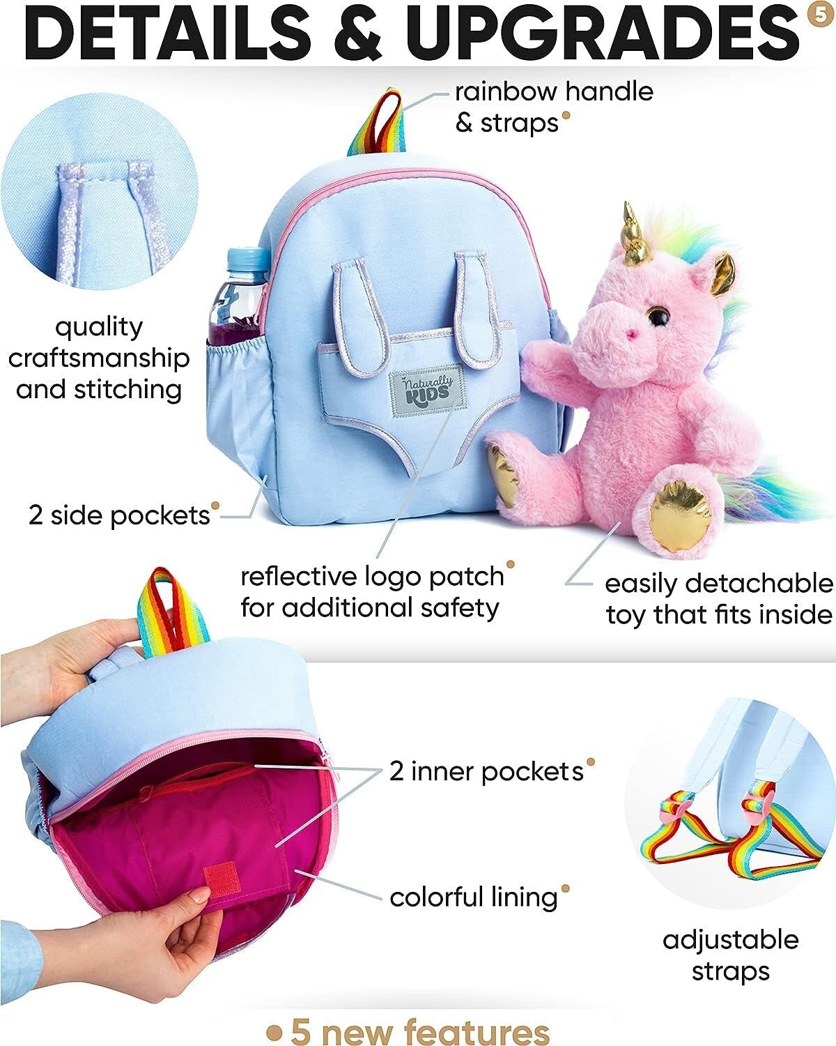 Adorable Unicorn Backpack for Girls 4-6 with Removable Toy – Perfect Gift!