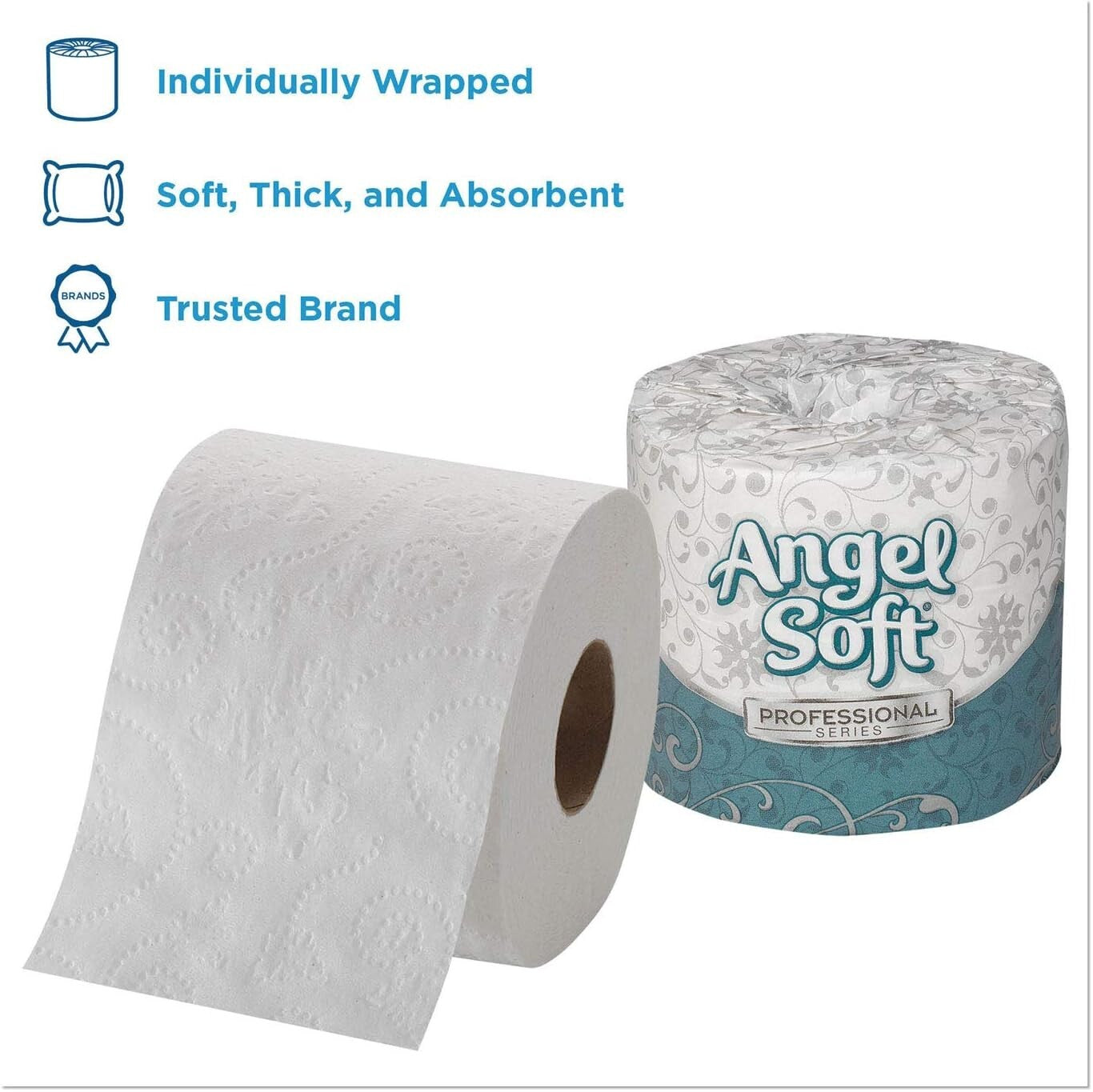 Angel Soft Professional 2-Ply Toilet Paper Pack of 40 Rolls, Soft & Sustainable
