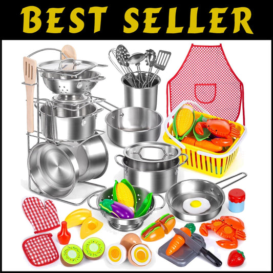 Interactive 32-Piece Kitchen Toys Set for Kids - Apron, Accessories & Play Food