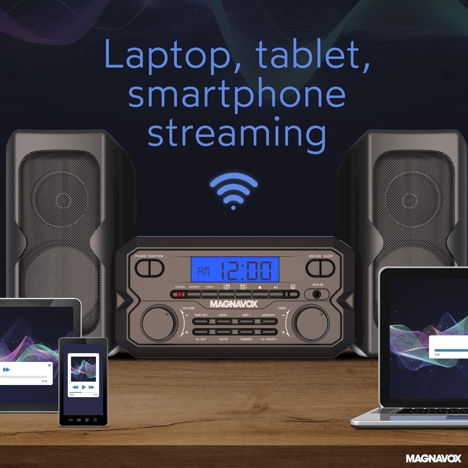 Bluetooth-FM Stereo CD Shelf System with Remote & LCD - Modern Black Design