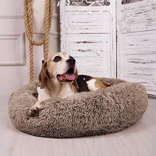 Calming Faux Fur Dog Bed (L/XL/XXL/XXXL) for Medium & Large Dogs - 32x24x8