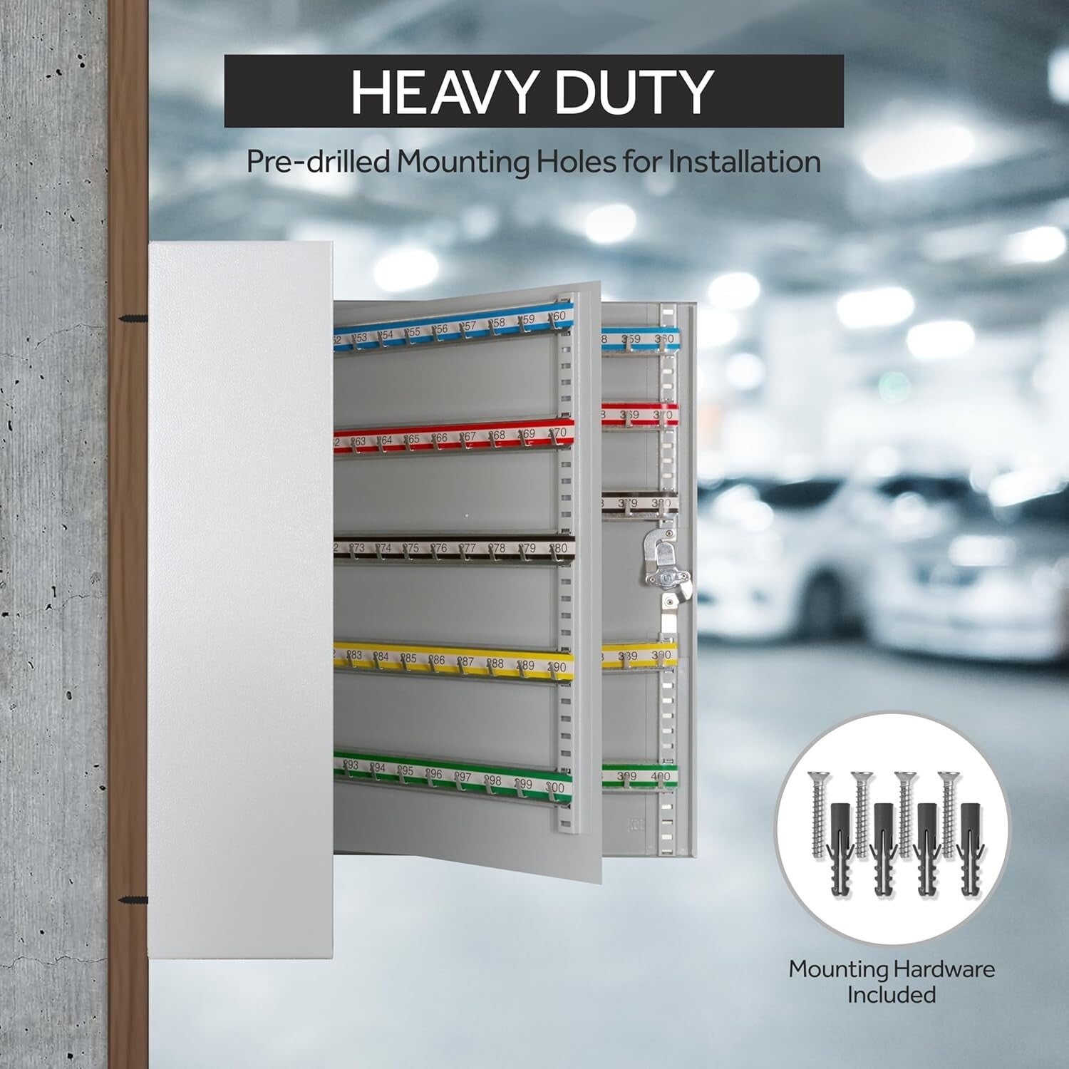 Adjustable Wall-Mount Key Box - 200 Numbered Hooks for Efficient Storage