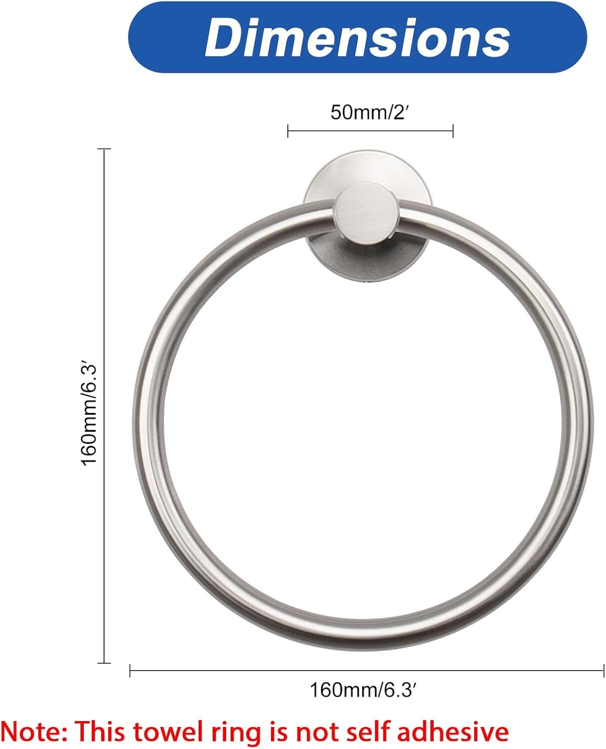 Elegant Wall-Mounted Towel Ring Set - Modern Stainless Steel Brushed Nickel