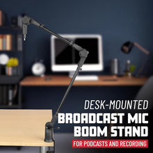 Load image into Gallery viewer, 360-Degree Rotating Boom Arm - Ideal Desk Mic Stand for Podcasts &amp; Broadcasts