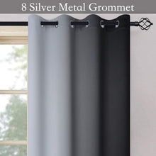 Load image into Gallery viewer, Soft Gradient Black and Grey Grommet Curtains, 2 Panels 52x72 - Noise Reduction