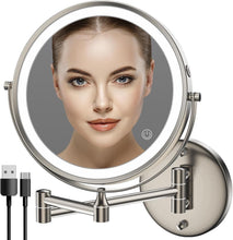 Load image into Gallery viewer, Rechargeable Wall-Mounted Makeup Mirror with 3 Lighting Modes &amp; Dimming Feature