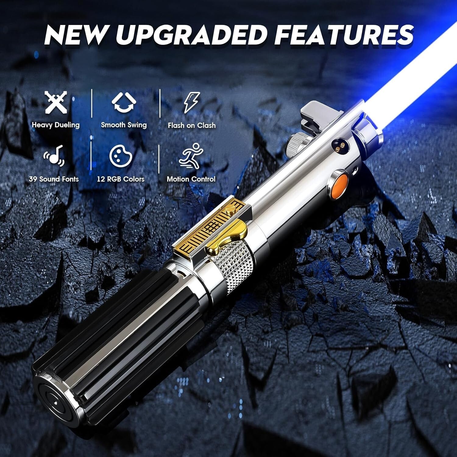 RGB Dueling Lightsaber with 39 Sound Effects - Perfect for Cosplay & Collecting