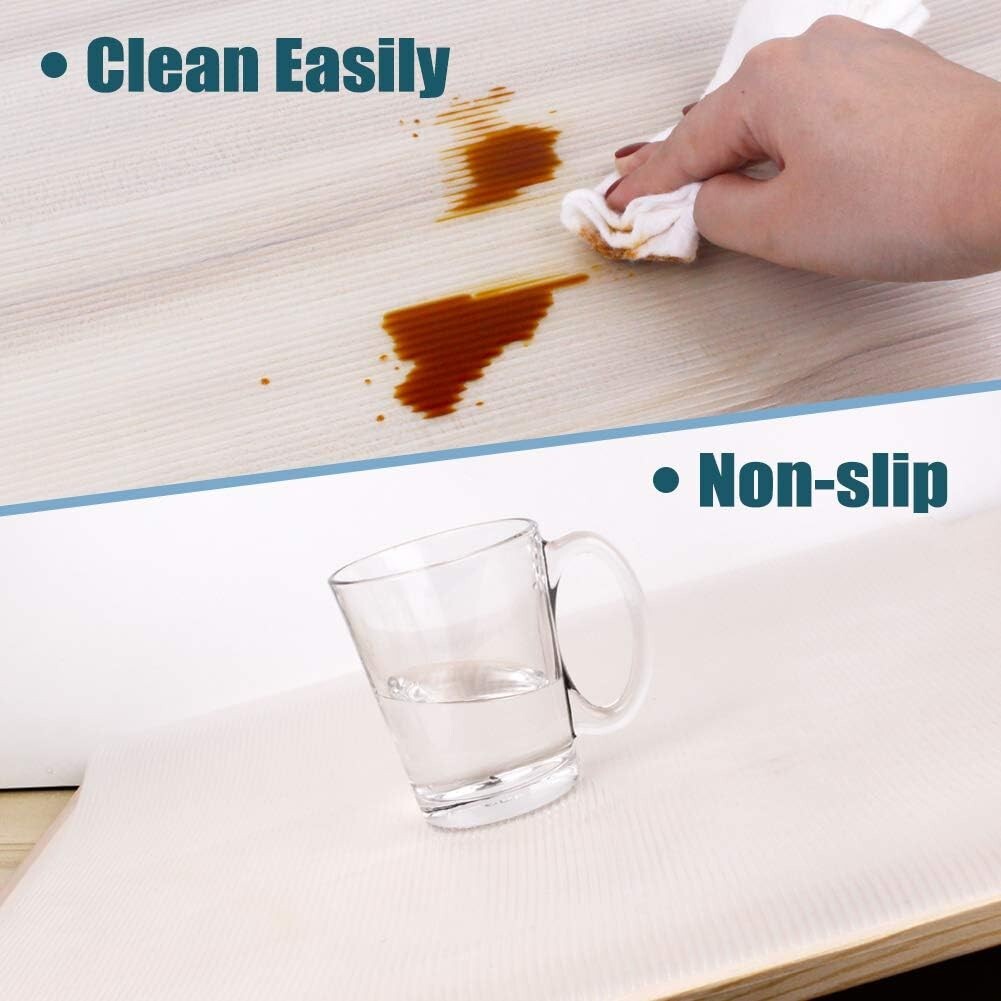 Durable Oil-Proof Non-Adhesive Shelf Liners - 16” x 20 FT Clear Striped Design