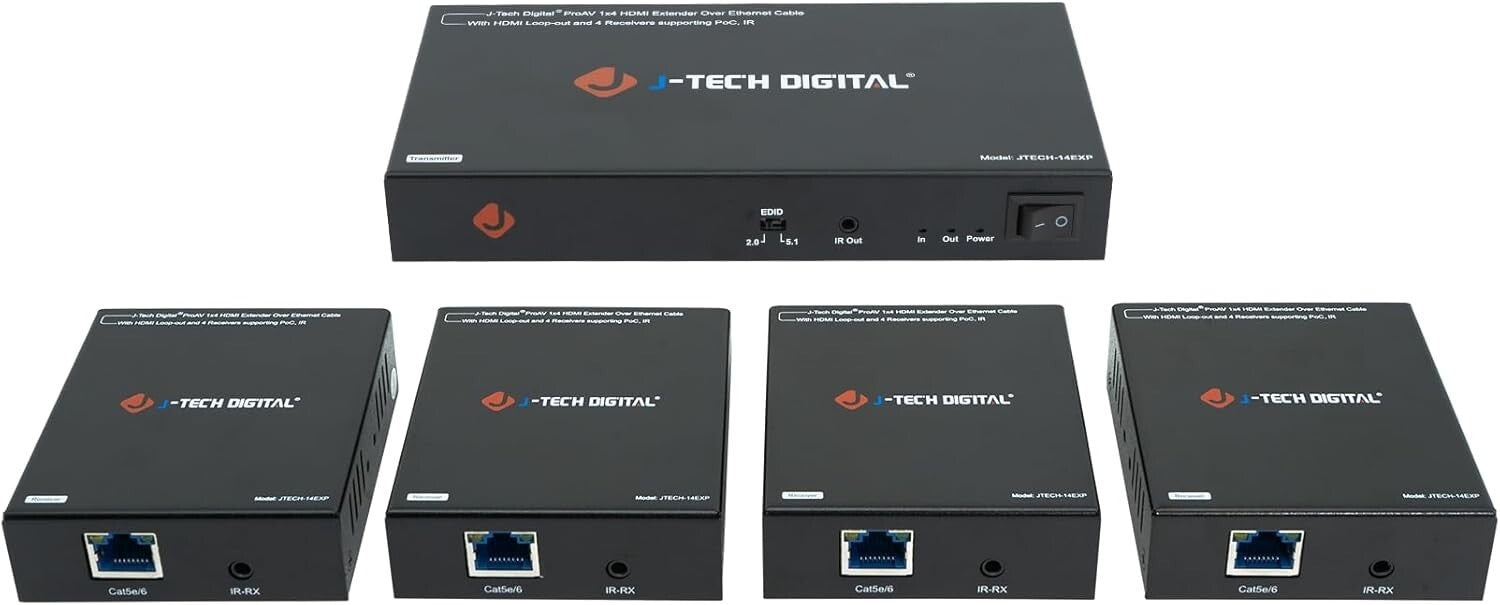 Professional Grade HDMI Extender Splitter 1 Input to 4 Outputs - 164ft Range