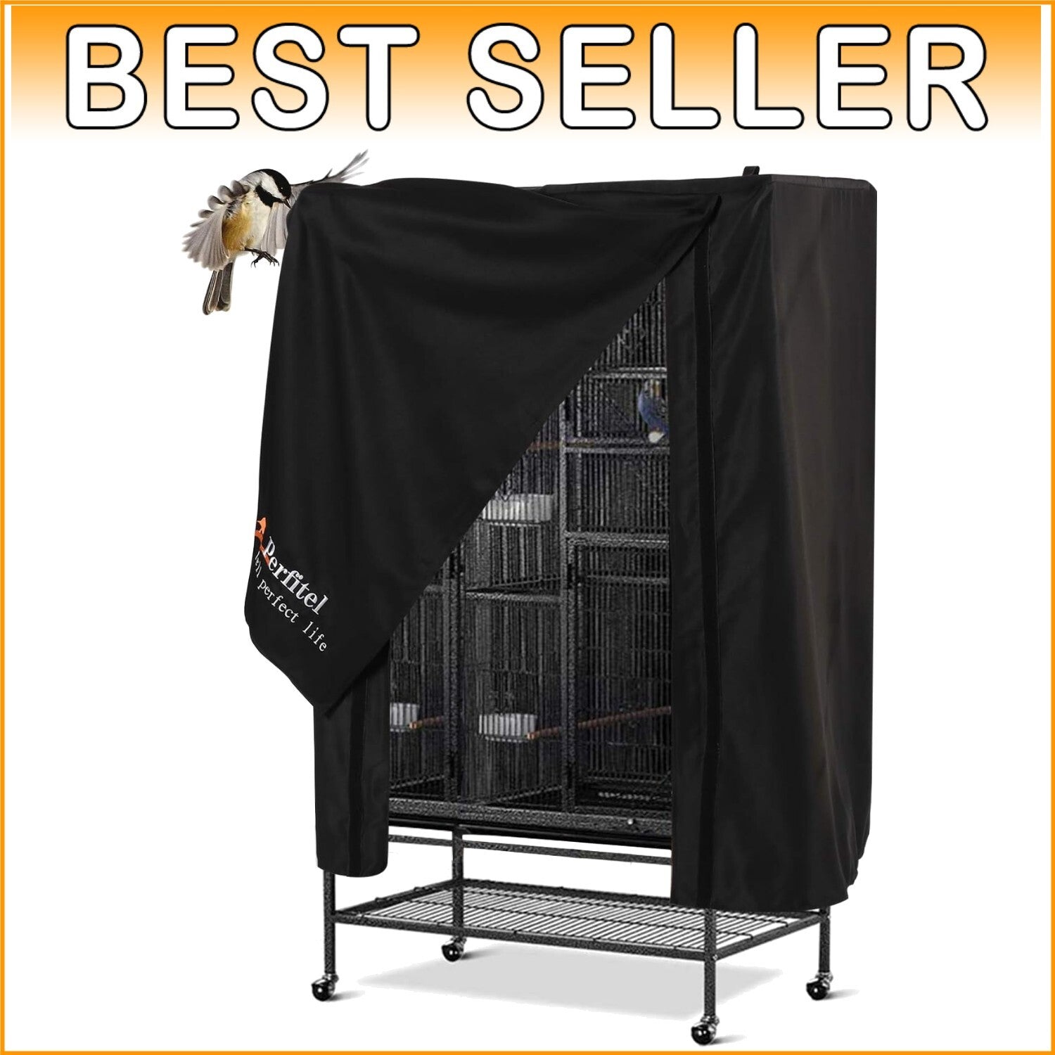 Fade Resistant and Washable Bird Cage Cover - Durable Black Nylon Twill Design