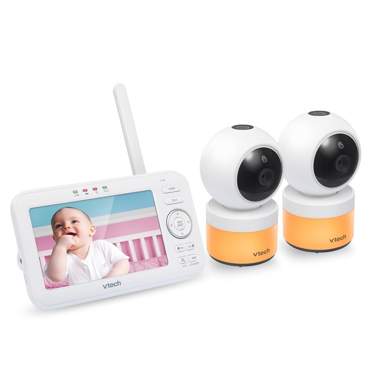 Secure 5-Inch Baby Monitor with Dual Cameras, Glow Night Light & Soothing Sounds