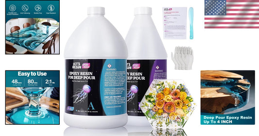 1.5 Gallon Deep Pour Epoxy Resin - Crystal Clear for Art & Flower Preservation