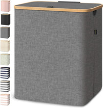 Load image into Gallery viewer, Elegant 36 Gal Bamboo Laundry Hamper with Lid - Portable and Durable Design