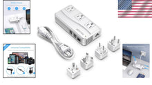 Load image into Gallery viewer, Universal Travel Adapter 220V to 110V &amp; 4-Port USB Charger - Compact &amp; Secure