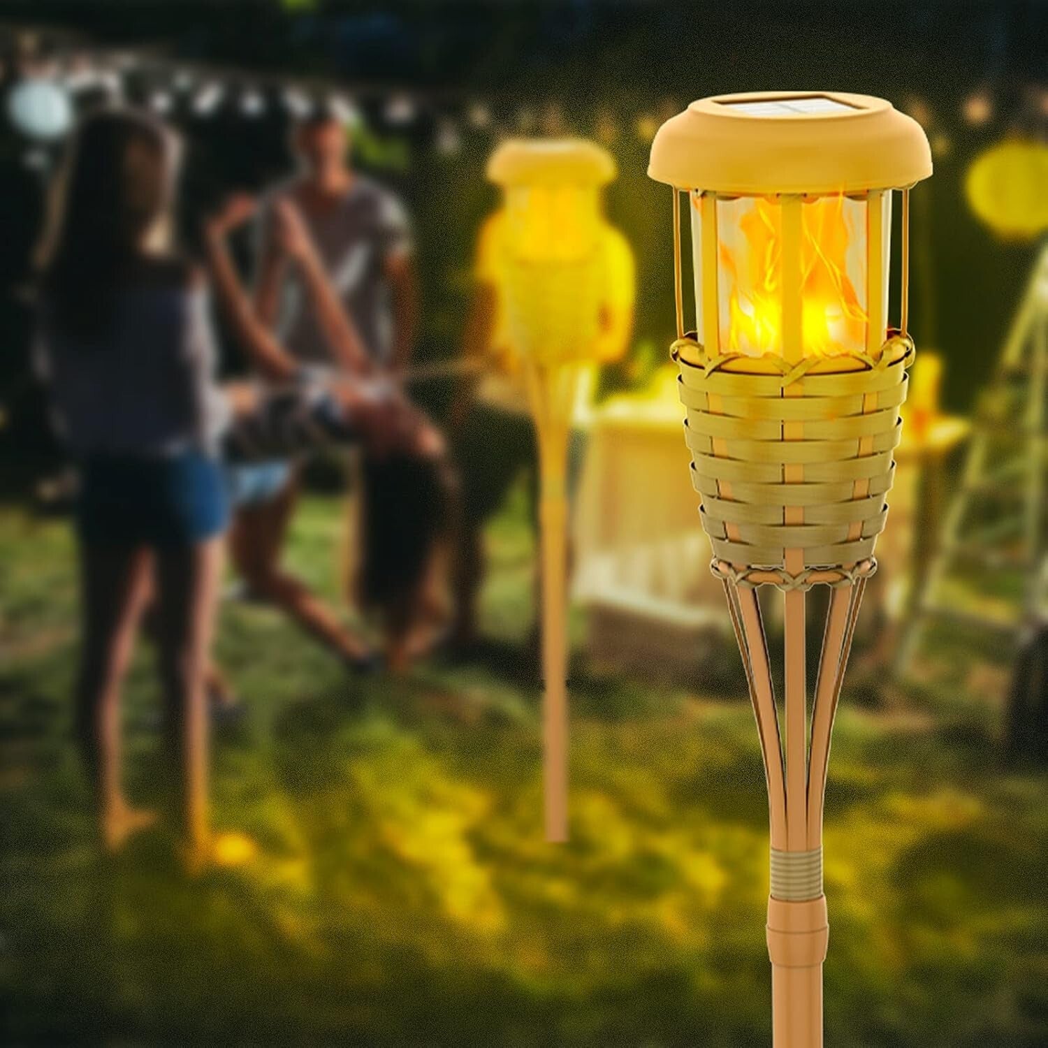 Energy Efficient Solar Torch Lights with Realistic Flickering Flame - 6 Pack