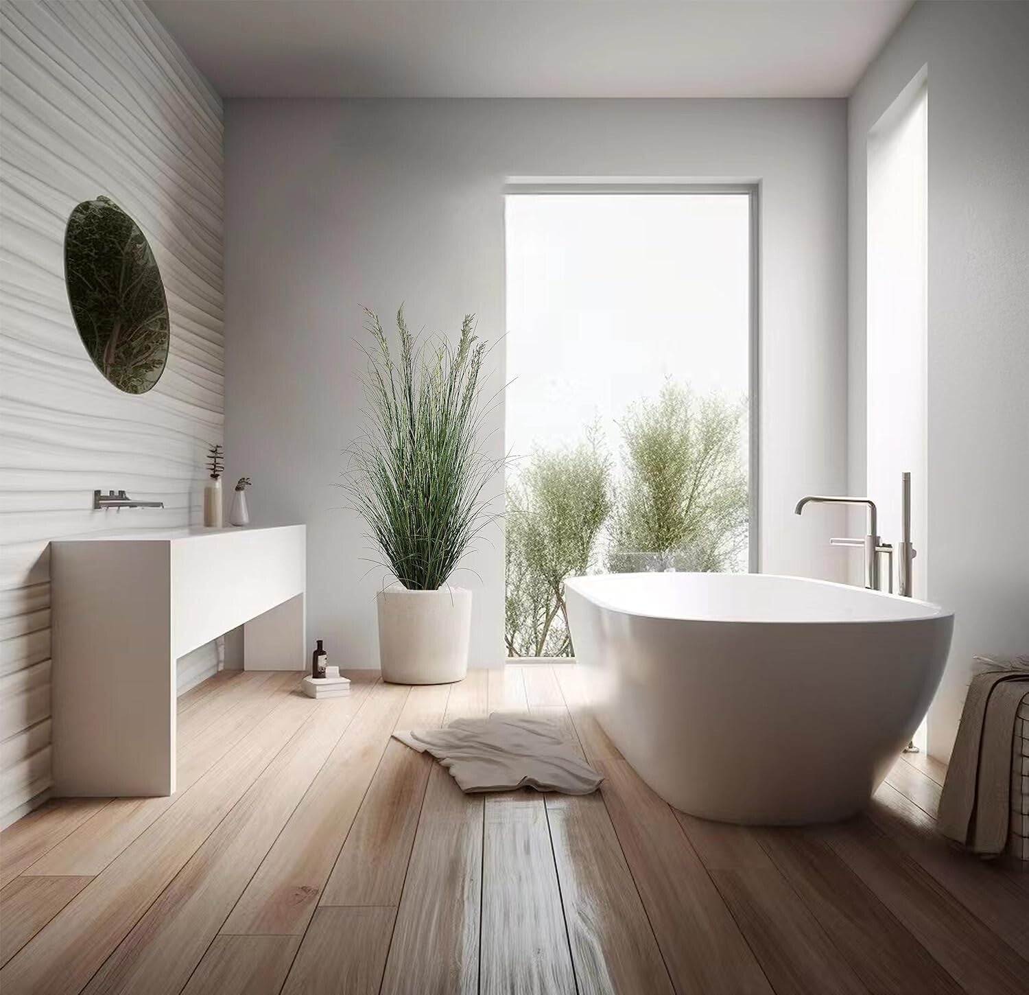 Tall Artificial Grass Plant 71in (Set of 2) in Durable Black Pots for Indoors