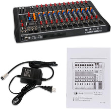 Load image into Gallery viewer, Versatile 12-Channel Audio Mixer for DJ &amp; Recording with Bluetooth &amp; USB Support