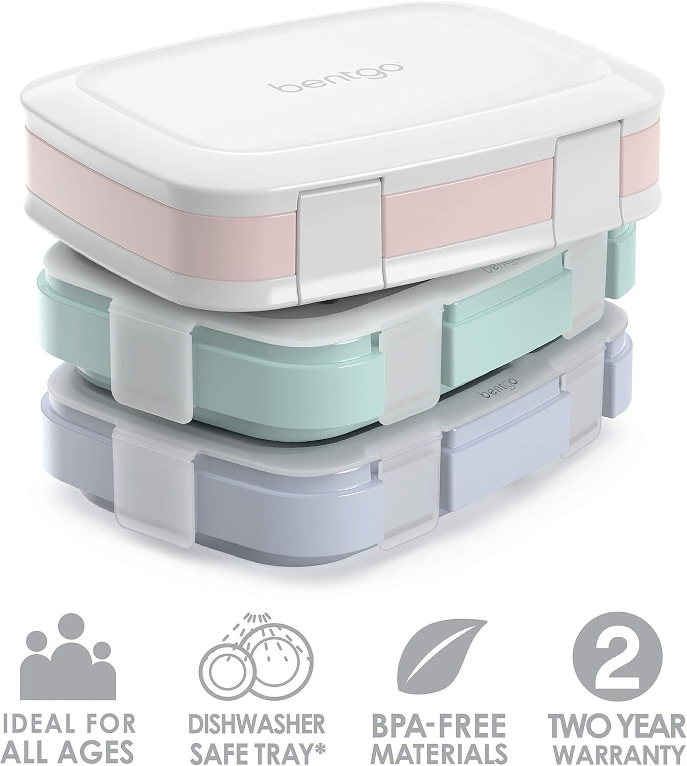 Eco-Friendly Lunch Box Set - 3 Compartments for Balanced Meal Prep - Aqua Color