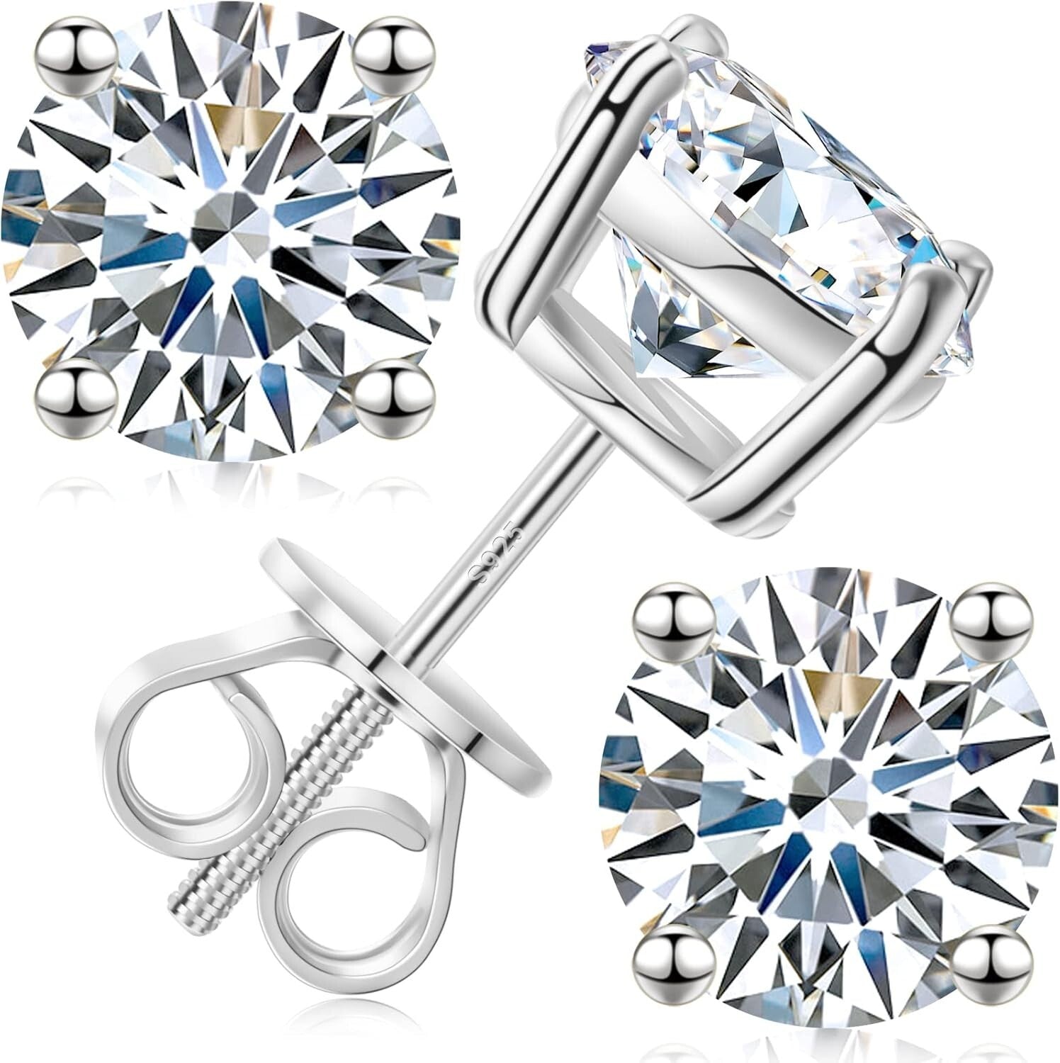 Versatile Moissanite Screw Back Earrings 3-10mm - Perfect Gift for Any Occasion
