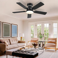Load image into Gallery viewer, Low Profile 5-Blade Ceiling Fan with Lights - App &amp; Remote Controlled Elegance